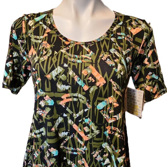 ❤️ 4/$20 New LuLaRoe Perfect T Women's XXS Geometric artsy print Side slits fall - Picture 2 of 14